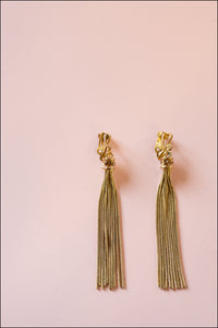Vintage 1970s Gold Tassel Earrings