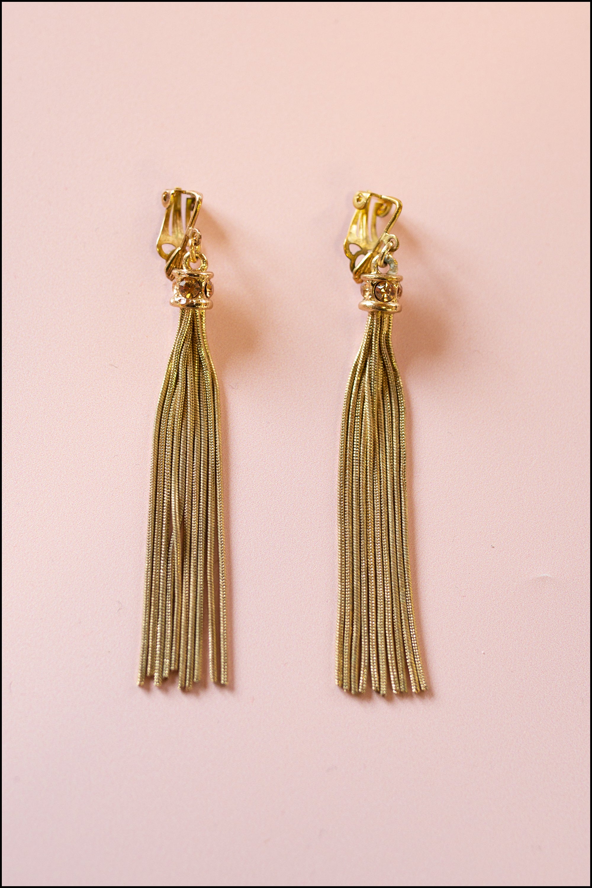 Vintage 1970s Gold Tassel Earrings