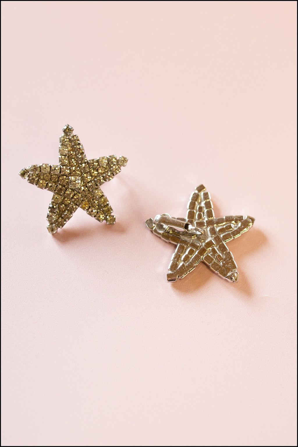 Vintage 1980s Crystal Star Earrings