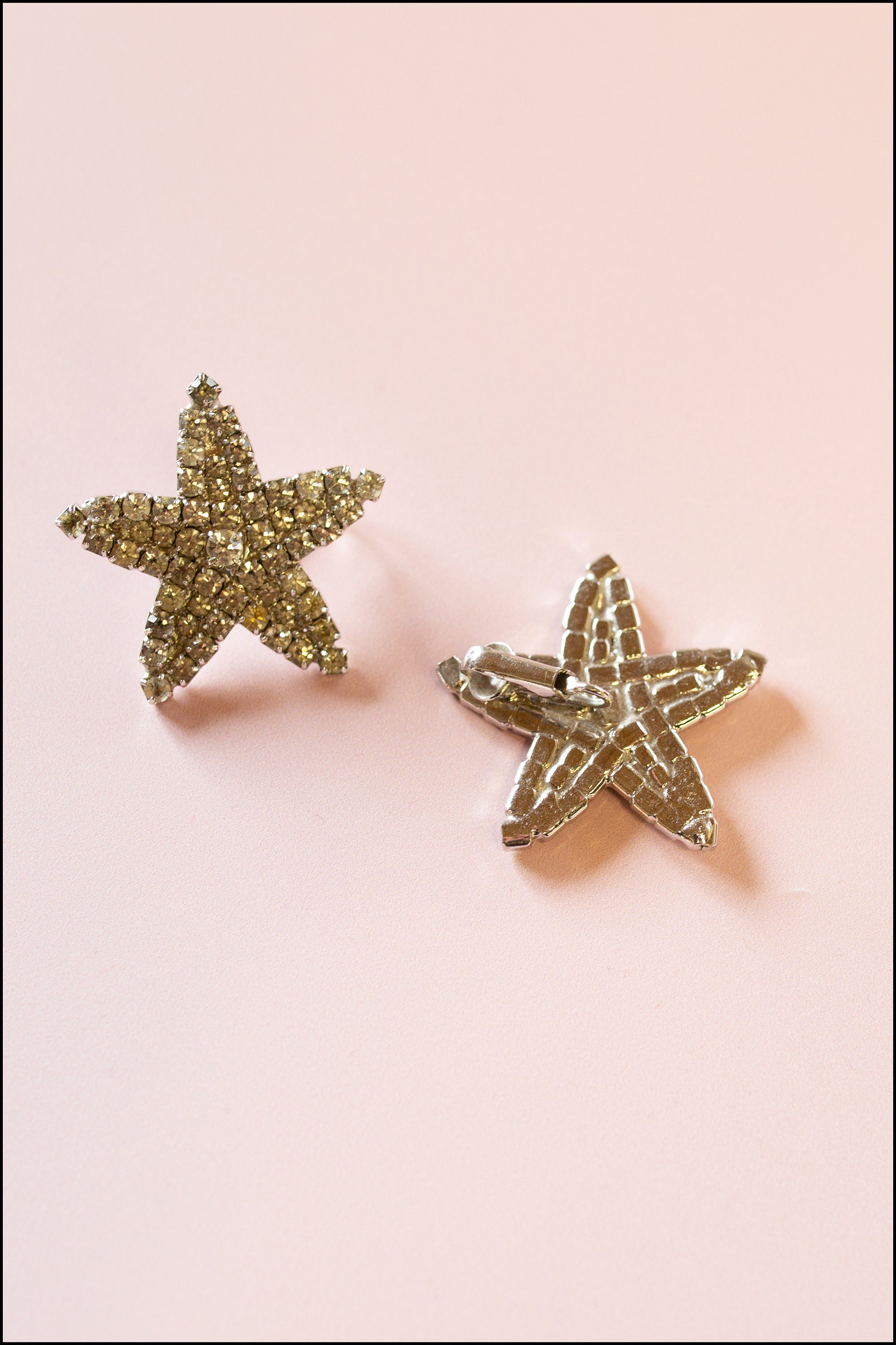 Vintage 1980s Crystal Star Earrings