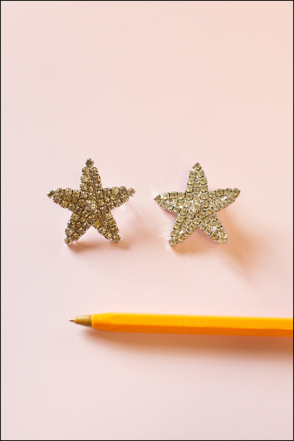 Vintage 1980s Crystal Star Earrings