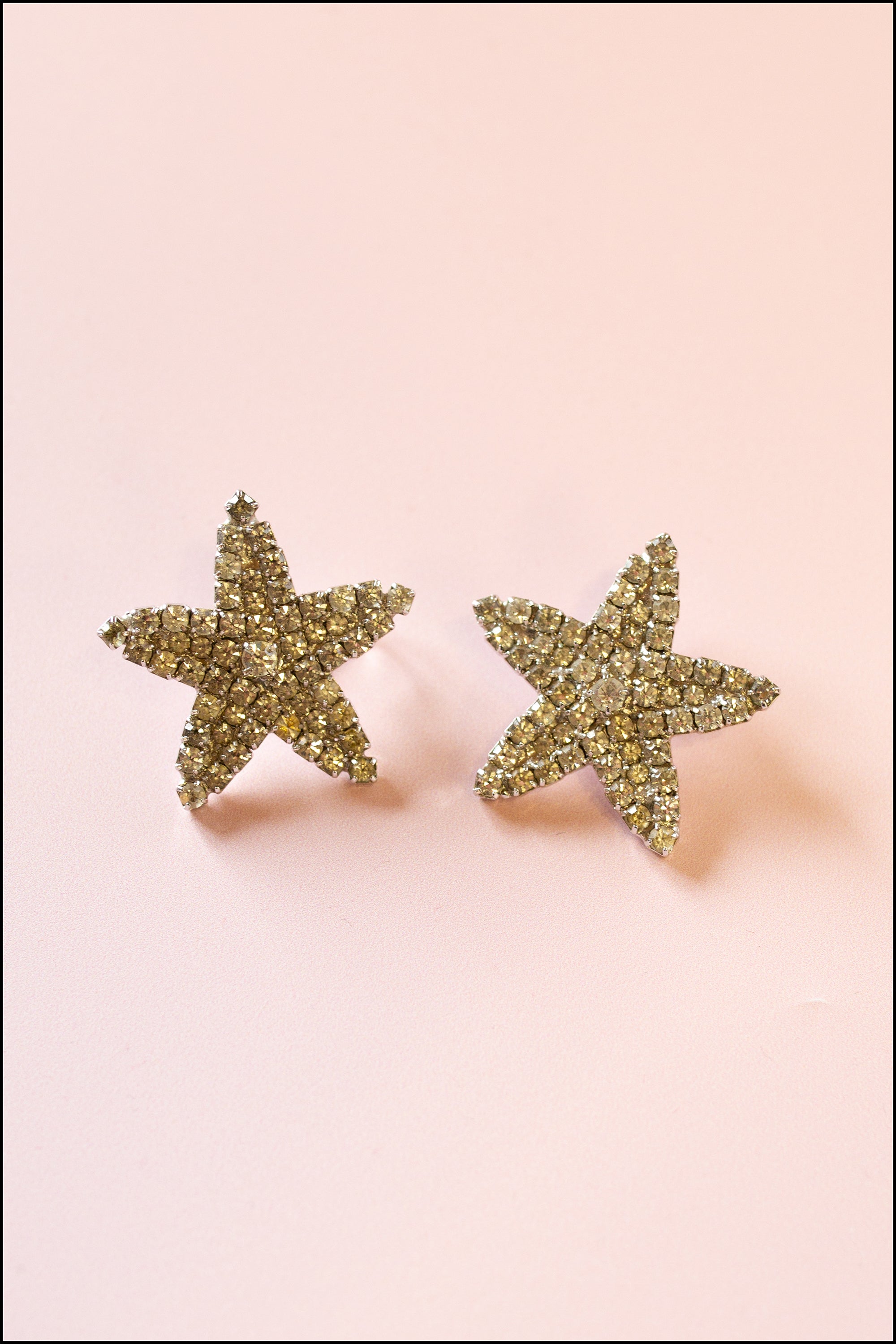 Vintage 1980s Crystal Star Earrings