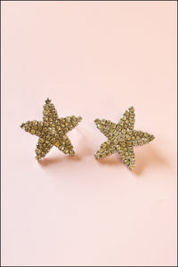 Vintage 1980s Crystal Star Earrings