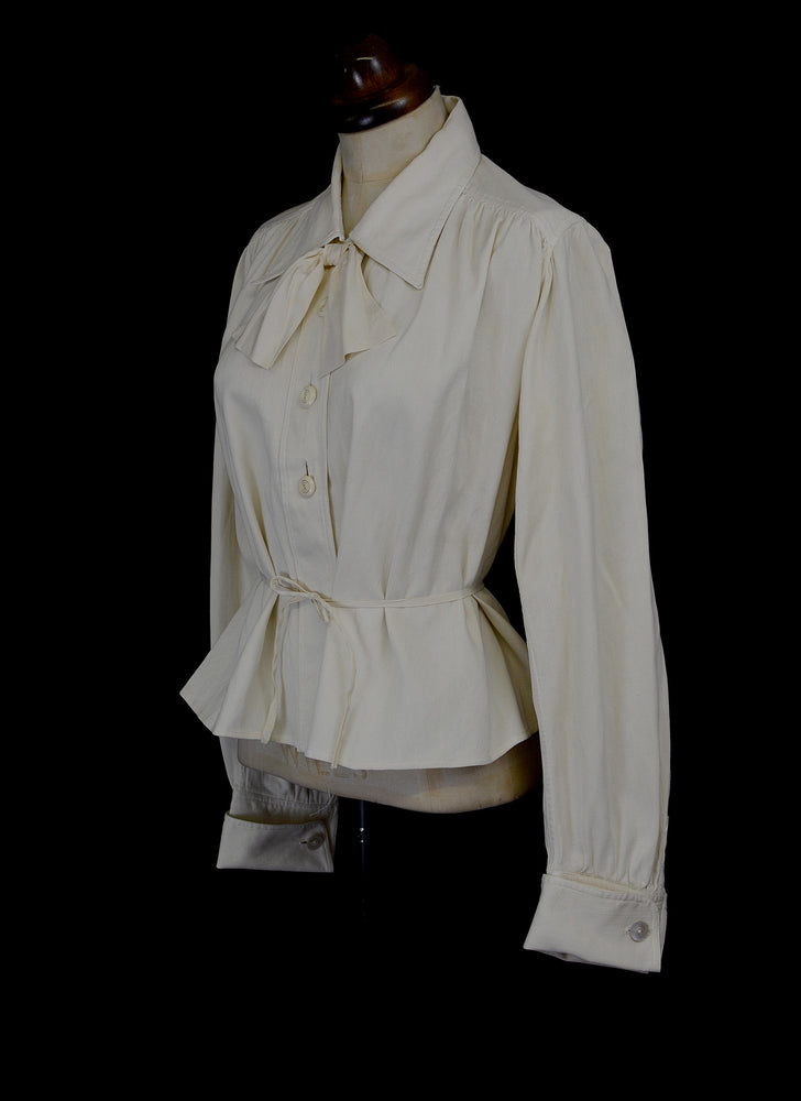 Vintage 1920s Cream Cotton Riding Blouse