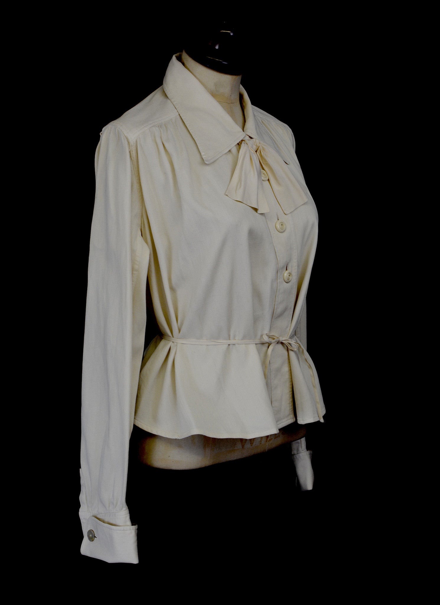 Vintage 1920s Cream Cotton Riding Blouse