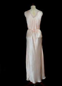 Vintage 1930s Peach Pink Satin Bias Cut Slip Dress