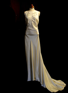Vintage 1930s Ivory Satin Wedding Dress