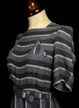 Vintage 1930s Grey Wool Deco Day Dress
