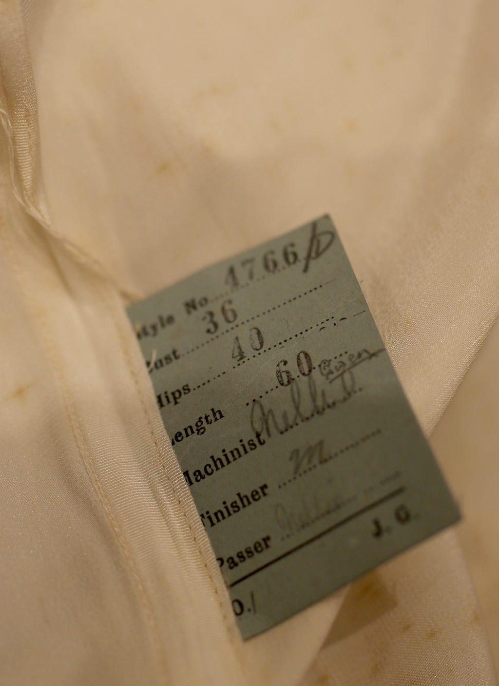 Vintage 1940s Luxury Ration Label  Jayant Model Ivory Satin Wedding Dress