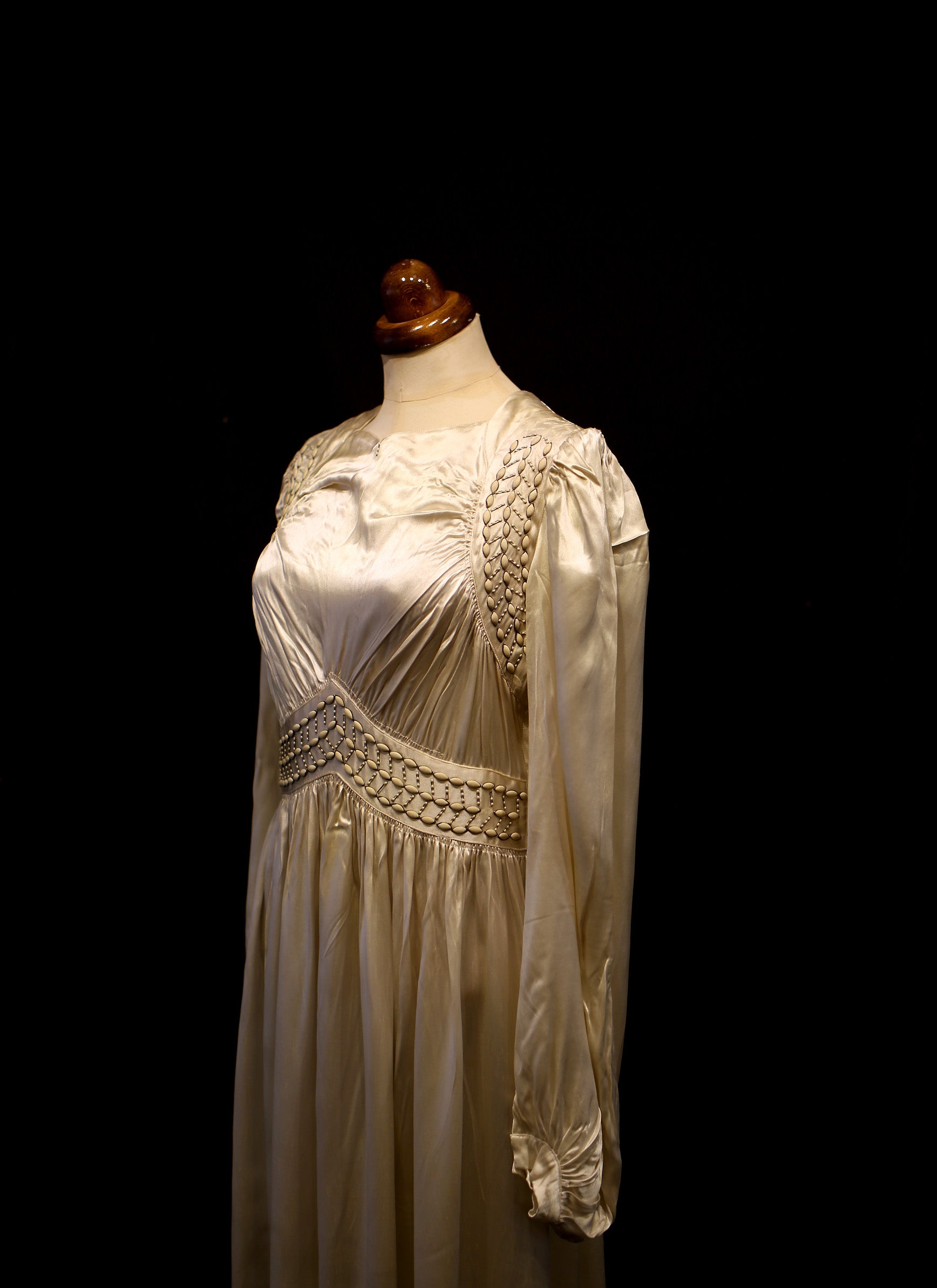 Vintage 1940s Luxury Ration Label  Jayant Model Ivory Satin Wedding Dress