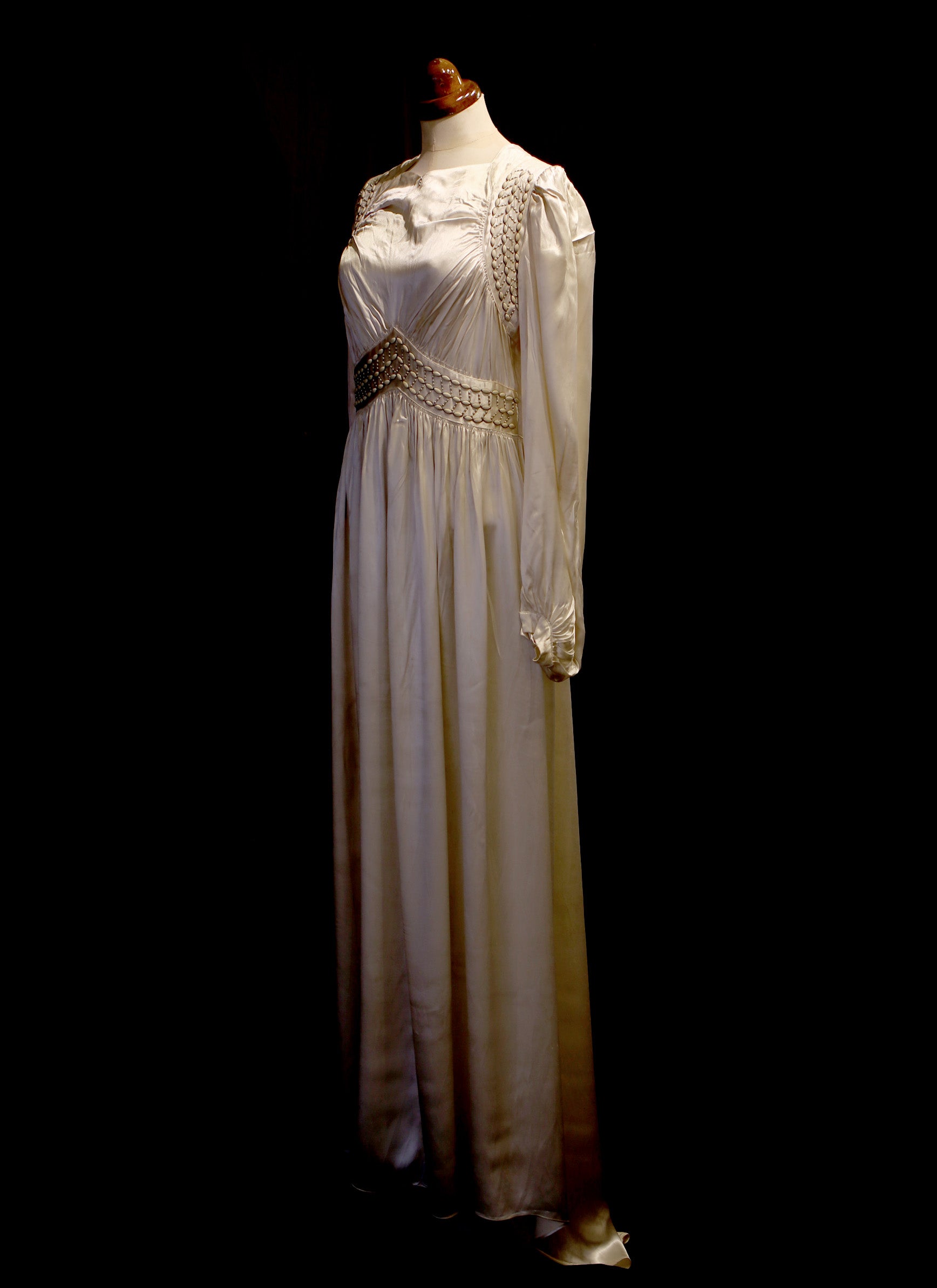 Vintage 1940s Luxury Ration Label  Jayant Model Ivory Satin Wedding Dress