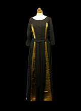 Vintage 1940s Black Gold Wool Dress