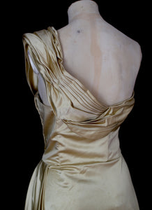 Vintage 1940s Light Gold Beaded Satin Gown