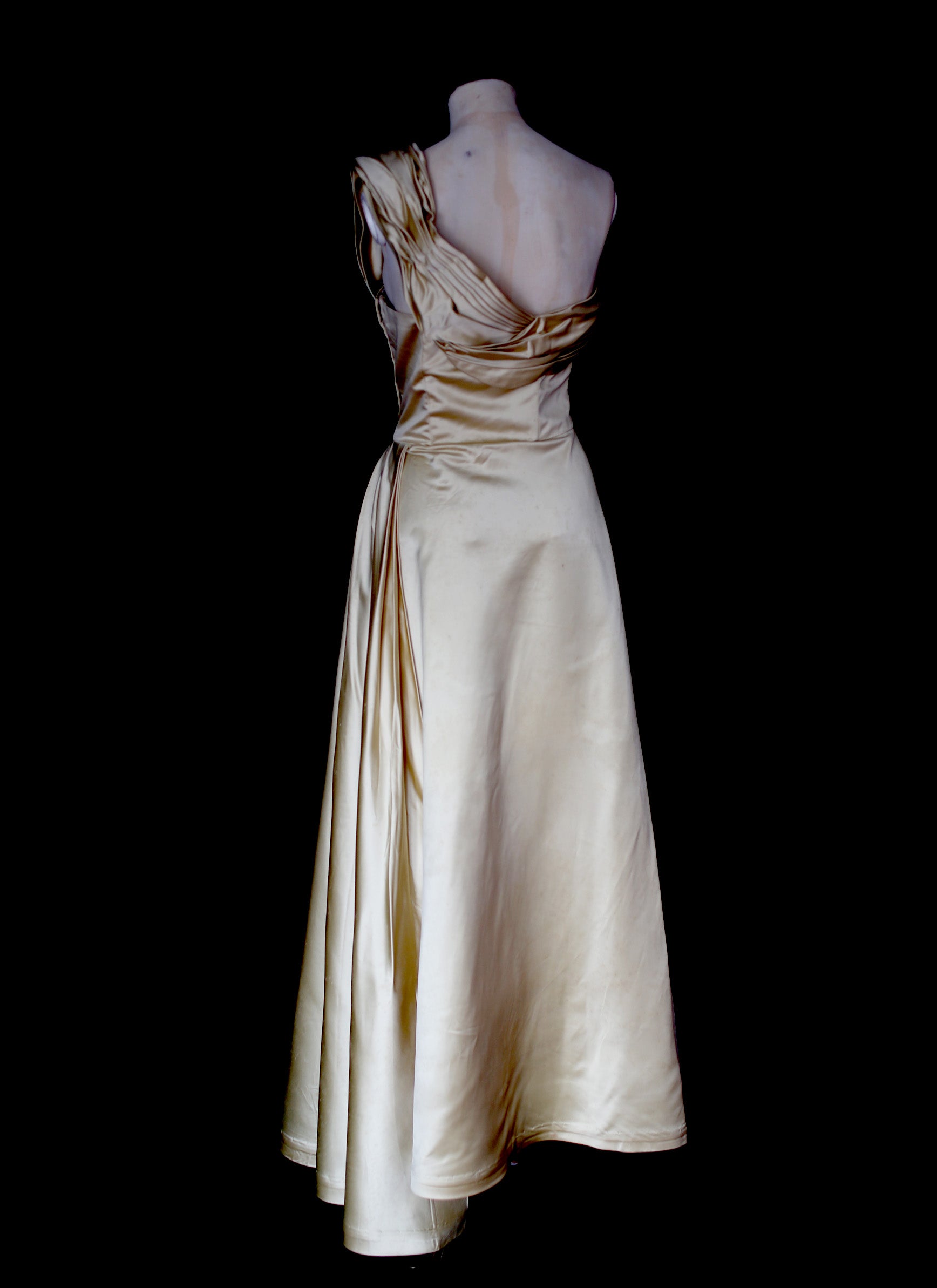 Vintage 1940s Light Gold Beaded Satin Gown ALEXANDRA-KING Vintage 1940s Light Gold Beaded Satin Gown ALEXANDRA-KING