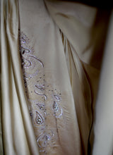 Vintage 1940s Light Gold Beaded Satin Gown