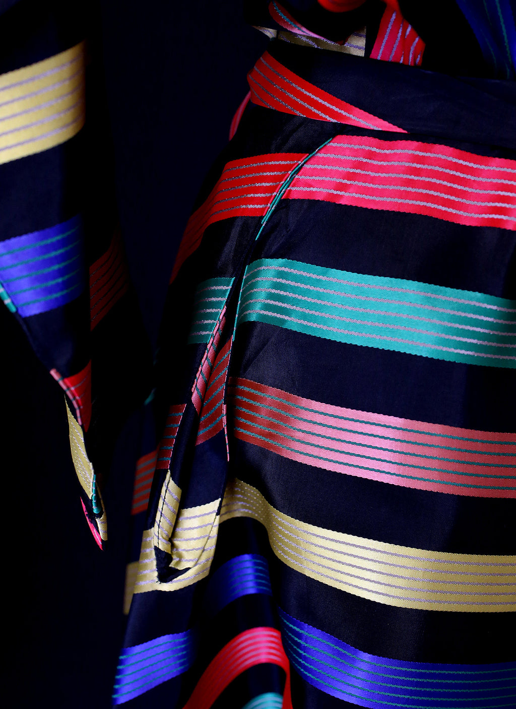 Vintage 1950s Stripe Taffeta Wrap Dress by Maxan