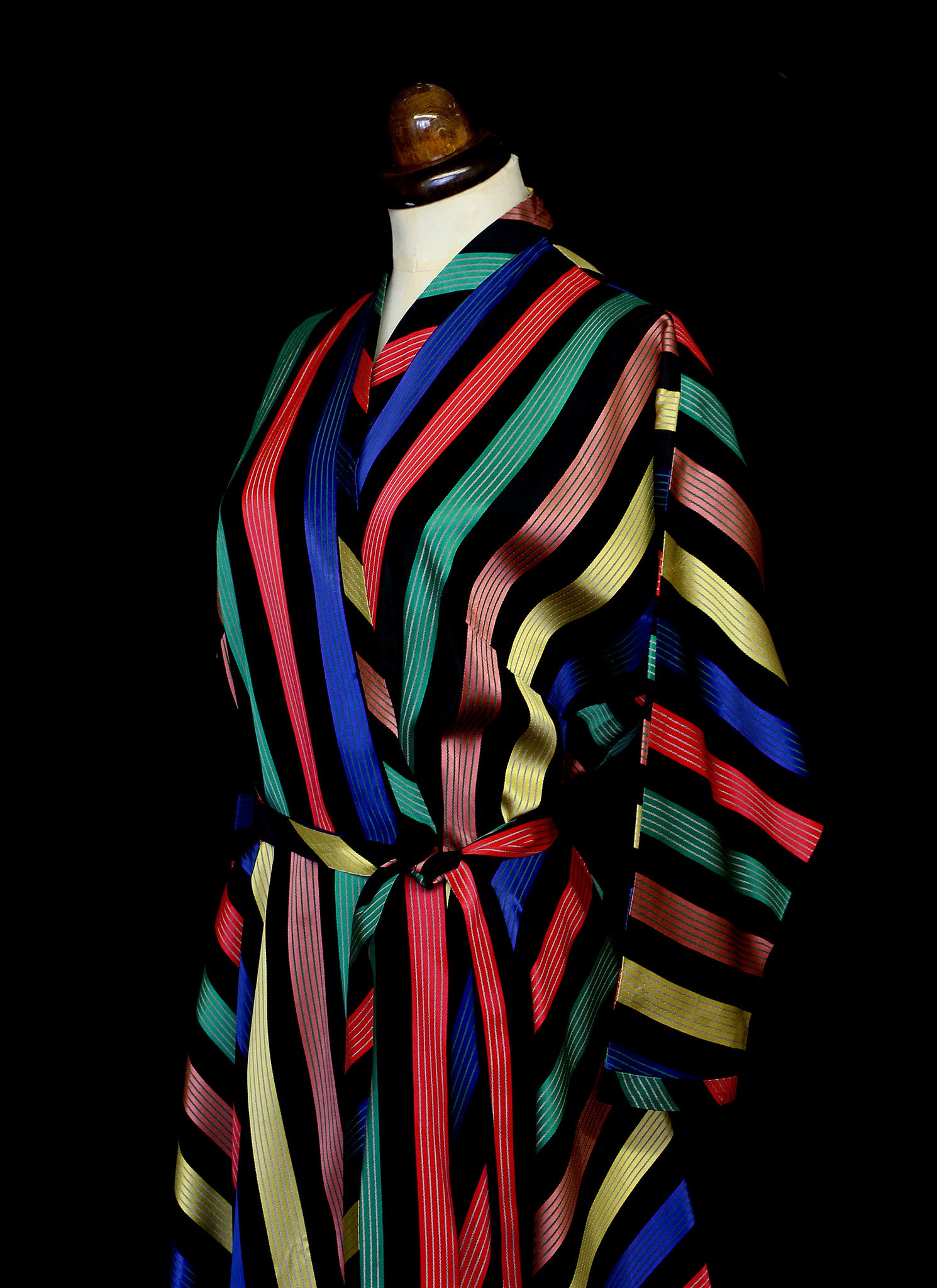 Vintage 1950s Stripe Taffeta Wrap Dress by Maxan