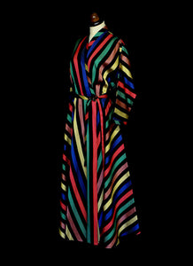 Vintage 1950s Stripe Taffeta Wrap Dress by Maxan