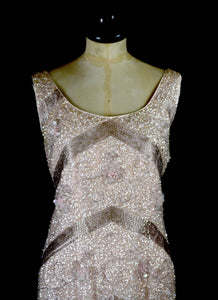 Vintage 1950s Blush Pink Sequin Wiggle Dress