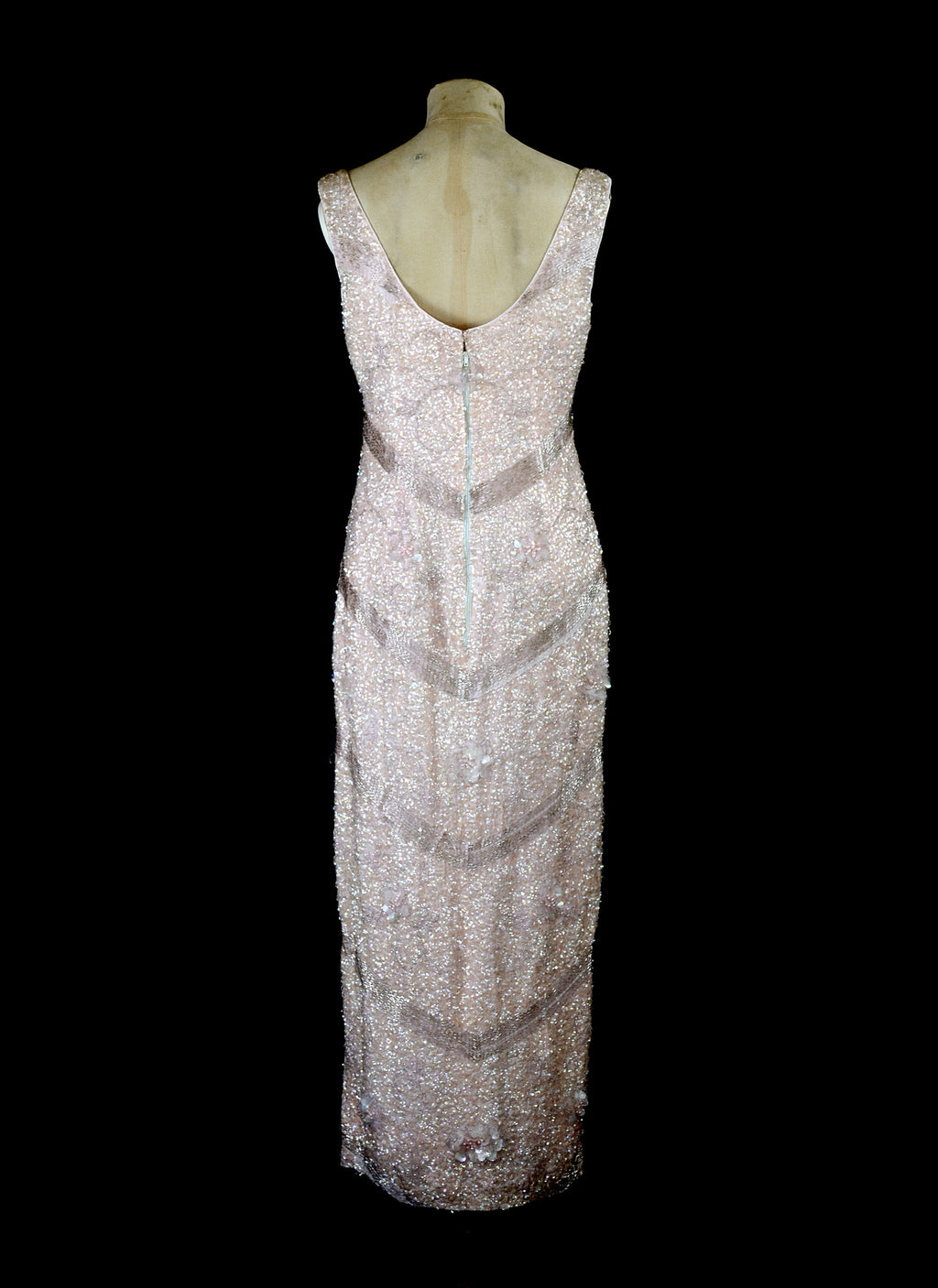 Vintage 1950s Blush Pink Sequin Wiggle Dress