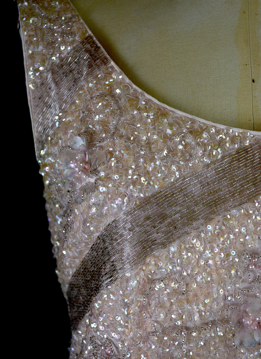 Vintage 1950s Blush Pink Sequin Wiggle Dress