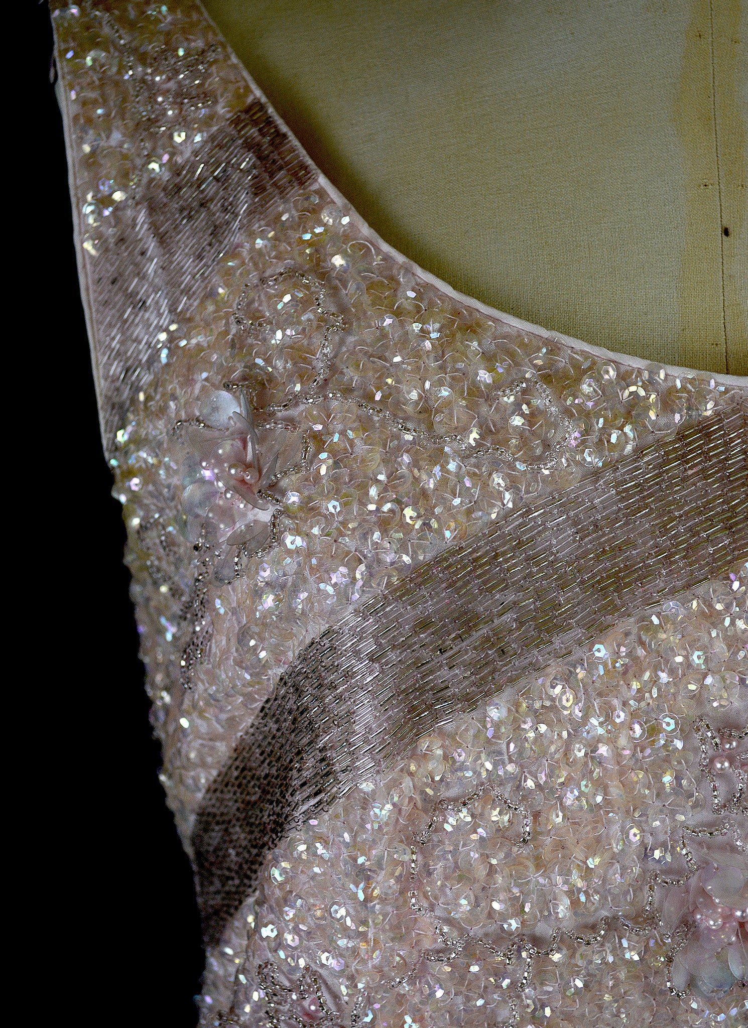 Vintage 1950s Blush Pink Sequin Wiggle Dress