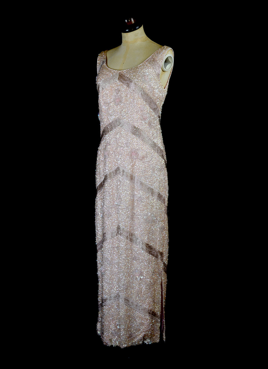 Vintage 1950s Blush Pink Sequin Wiggle Dress