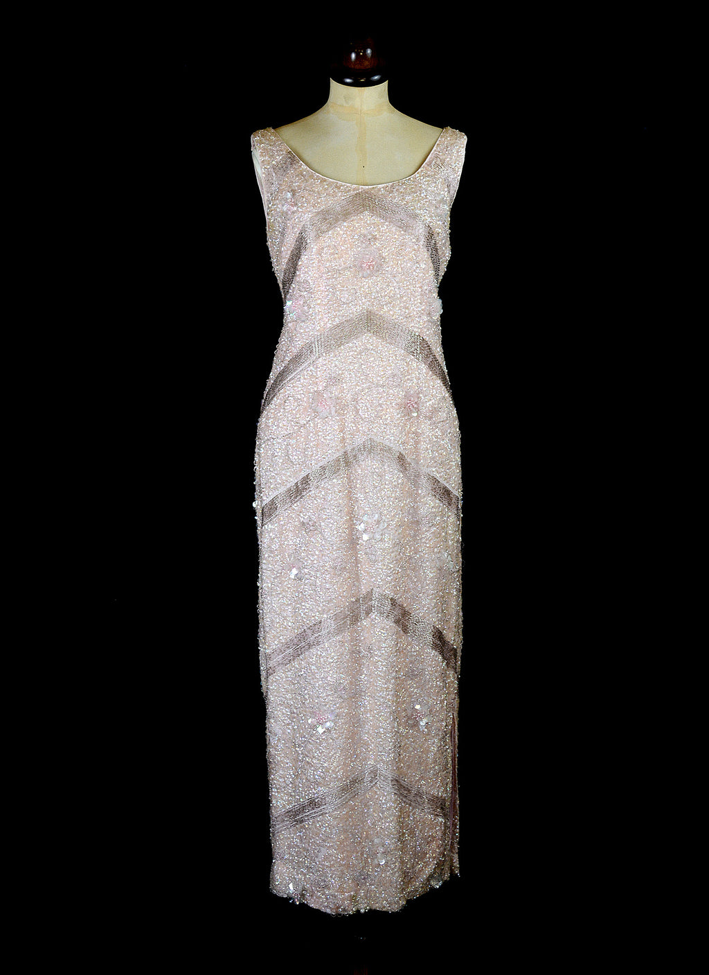 Vintage 1950s Blush Pink Sequin Wiggle Dress