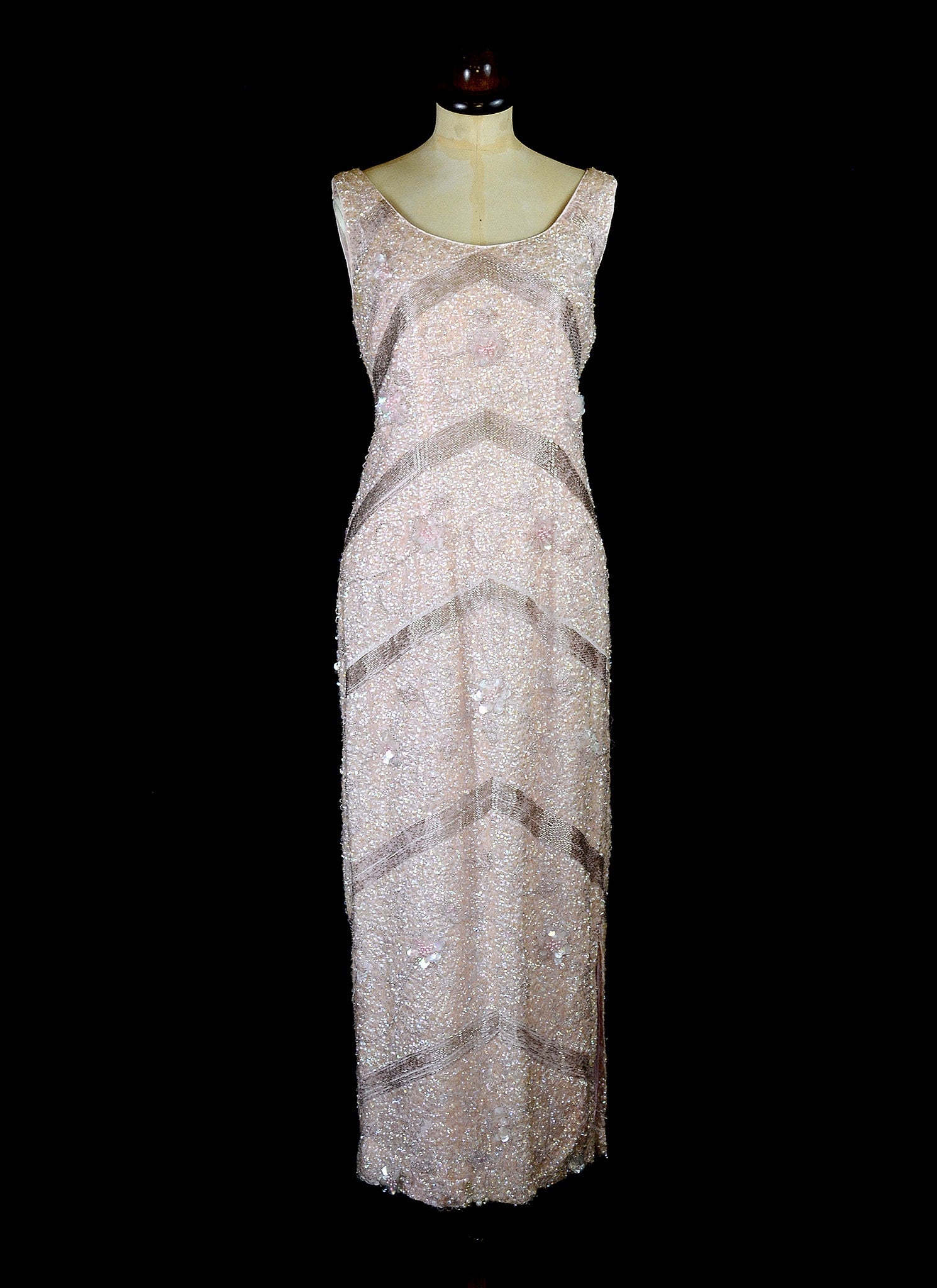 Vintage 1950s Blush Pink Sequin Wiggle Dress