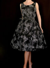 Vintage 1950s Black Printed Party Dress