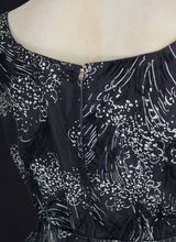Vintage 1950s Black Printed Party Dress