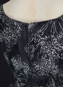 Vintage 1950s Black Printed Party Dress