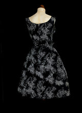 Vintage 1950s Black Printed Party Dress