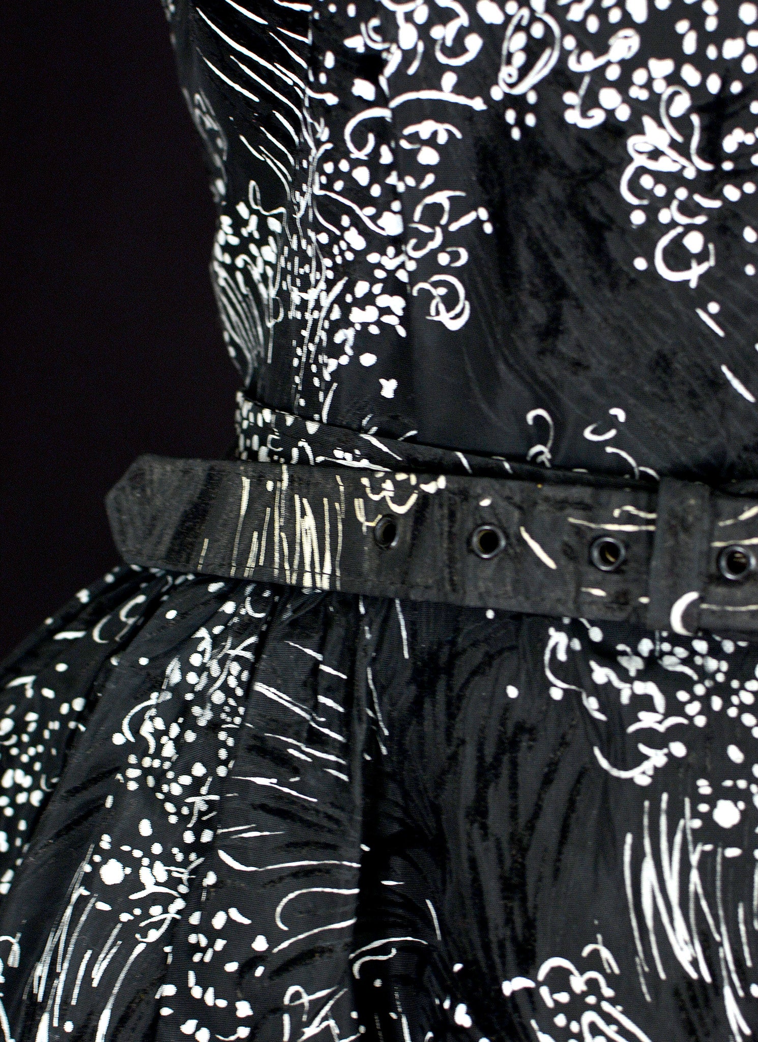 Vintage 1950s Black Printed Party Dress