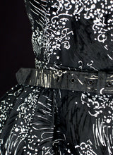 Vintage 1950s Black Printed Party Dress