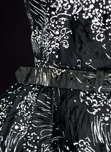 Vintage 1950s Black Printed Party Dress