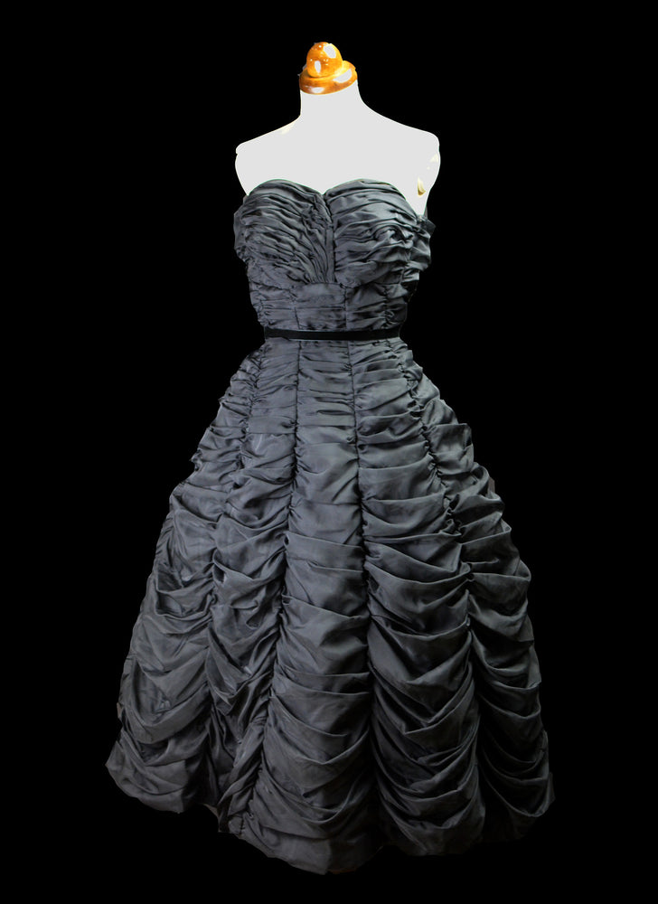 Vintage 1950s Black Nylon Prom Dress