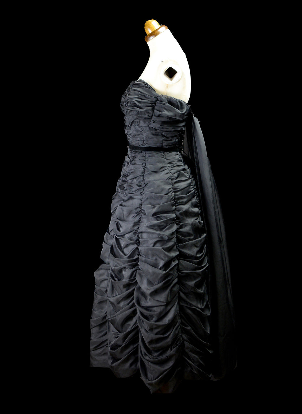 Vintage 1950s Black Nylon Prom Dress