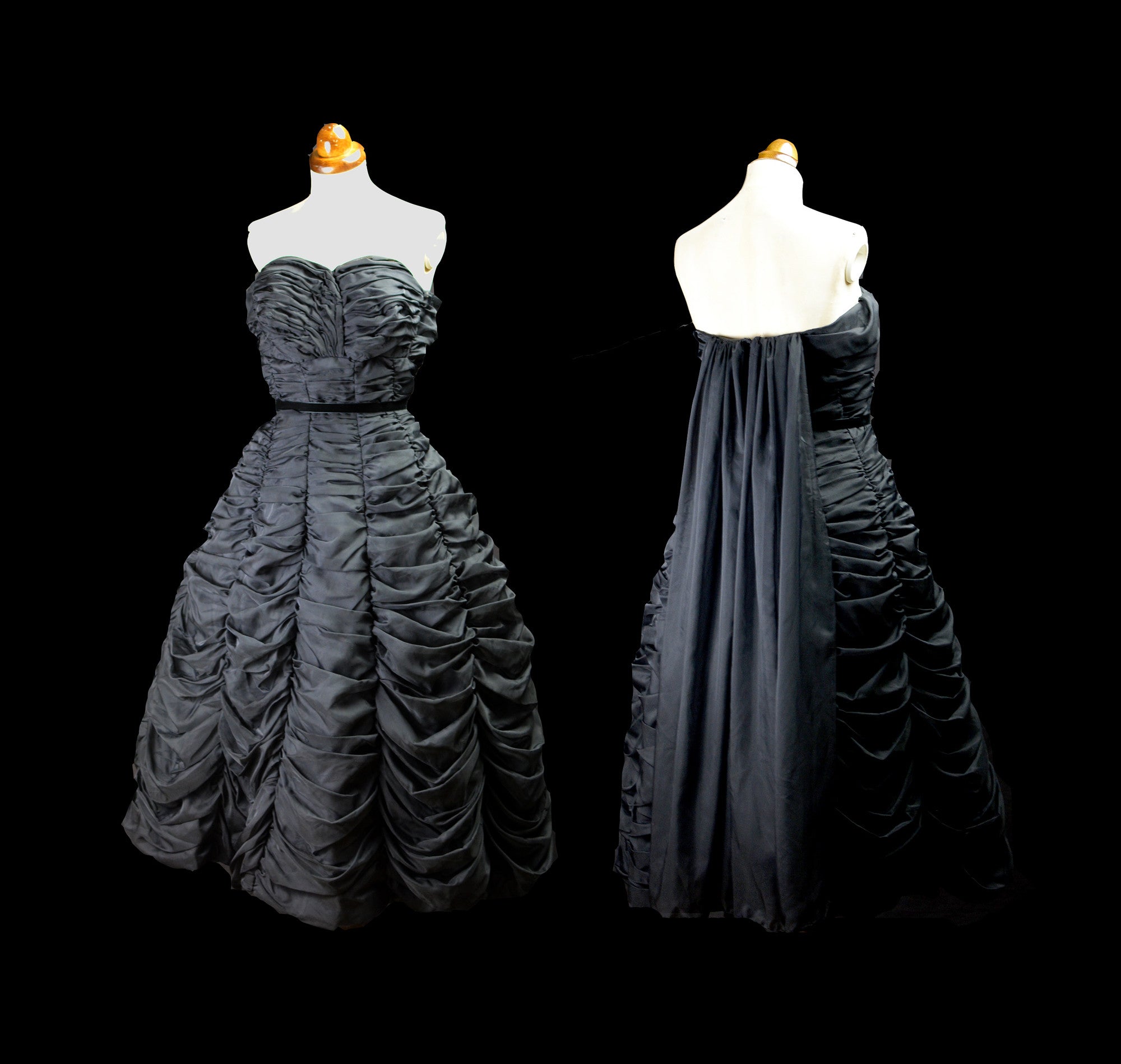 Vintage 1950s Black Nylon Prom Dress
