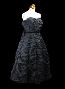 Vintage 1950s Black Nylon Prom Dress
