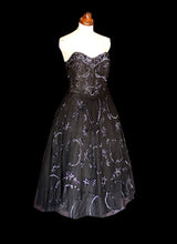 Vintage 1950s Black Sequinned Tulle Cocktail Dress