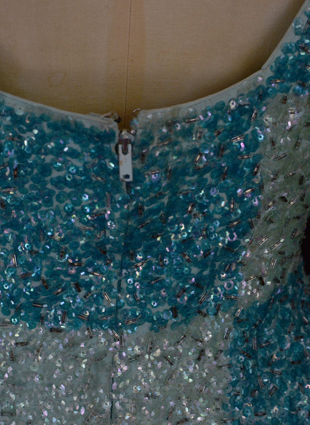 Vintage 1950s Blue Sequin Wiggle Dress