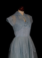 Vintage 1950s Blue Tulle Lace Gown