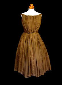 Vintage 1950s Silk Chiffon Cocoa Cocktail Dress