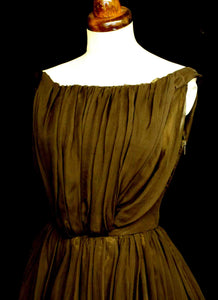 Vintage 1950s Silk Chiffon Cocoa Cocktail Dress