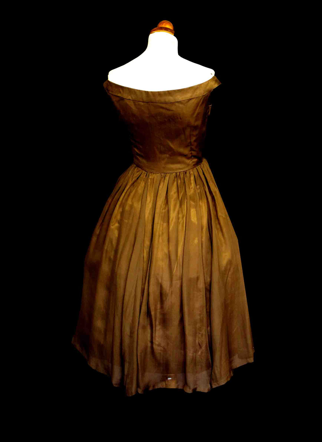 Vintage 1950s Silk Chiffon Cocoa Cocktail Dress