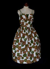 Vintage 1950s Mid Century Green Barkcloth Dress