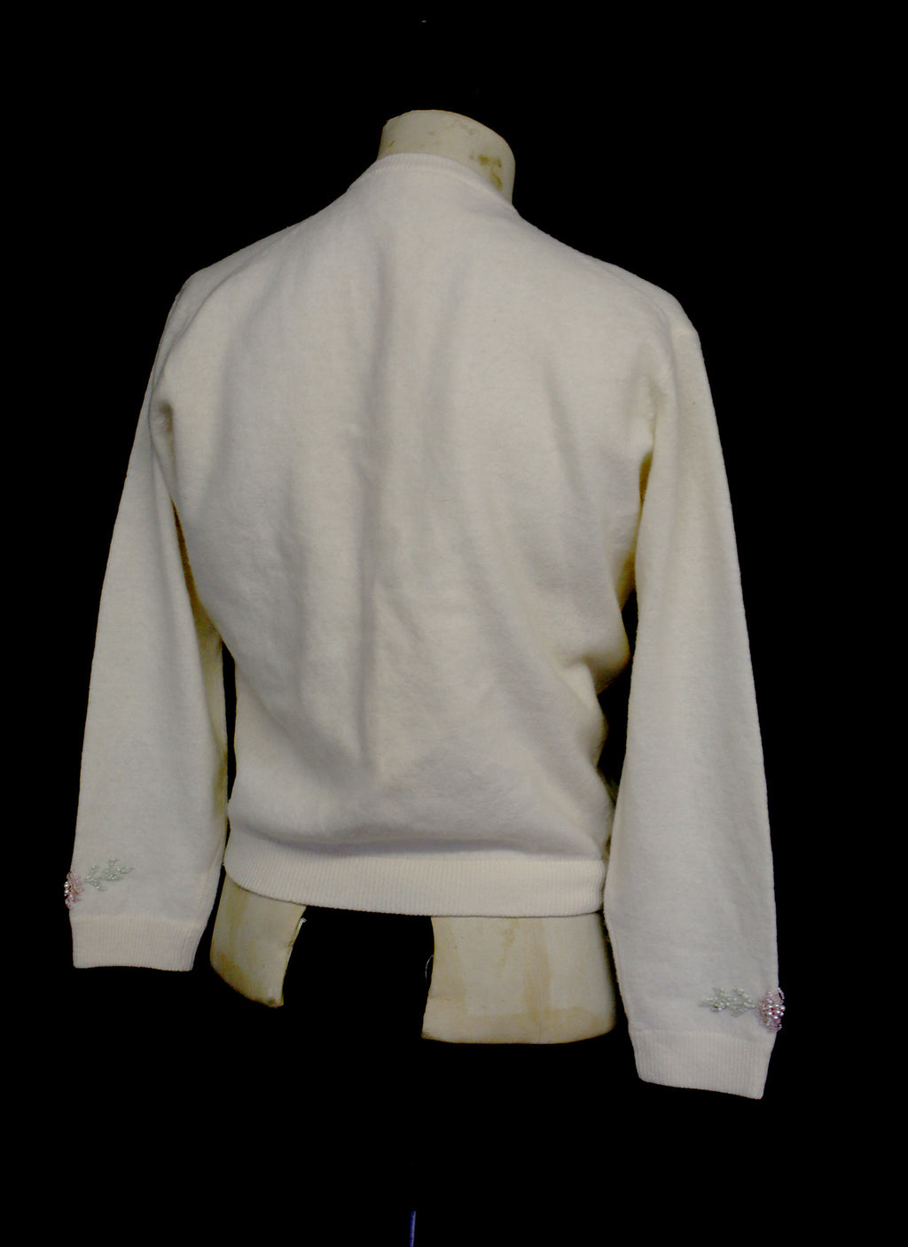 Vintage 1960s Beaded Ivory Cream Cardigan
