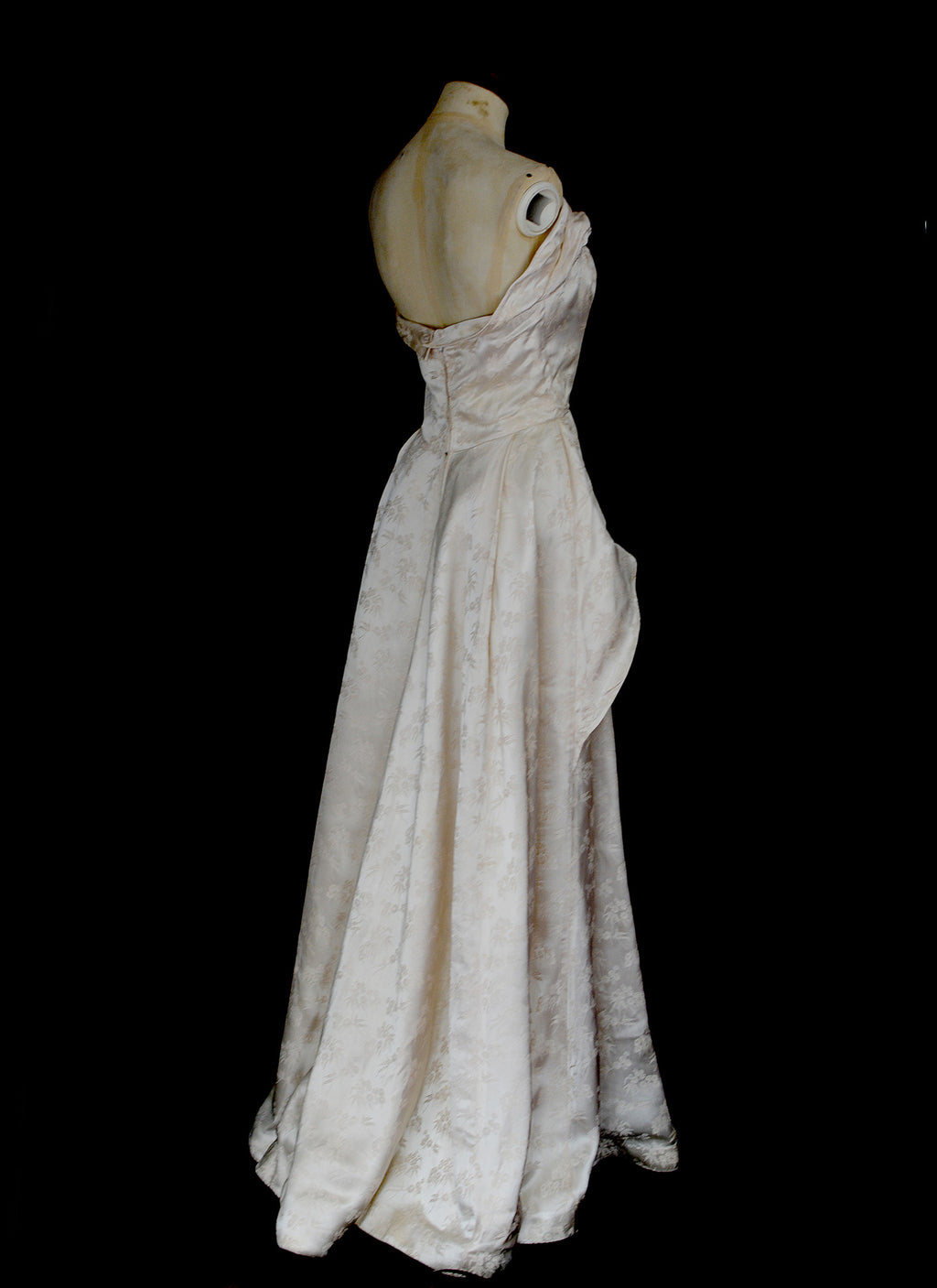 Vintage 1950s Champagne Damask Wedding Dress
