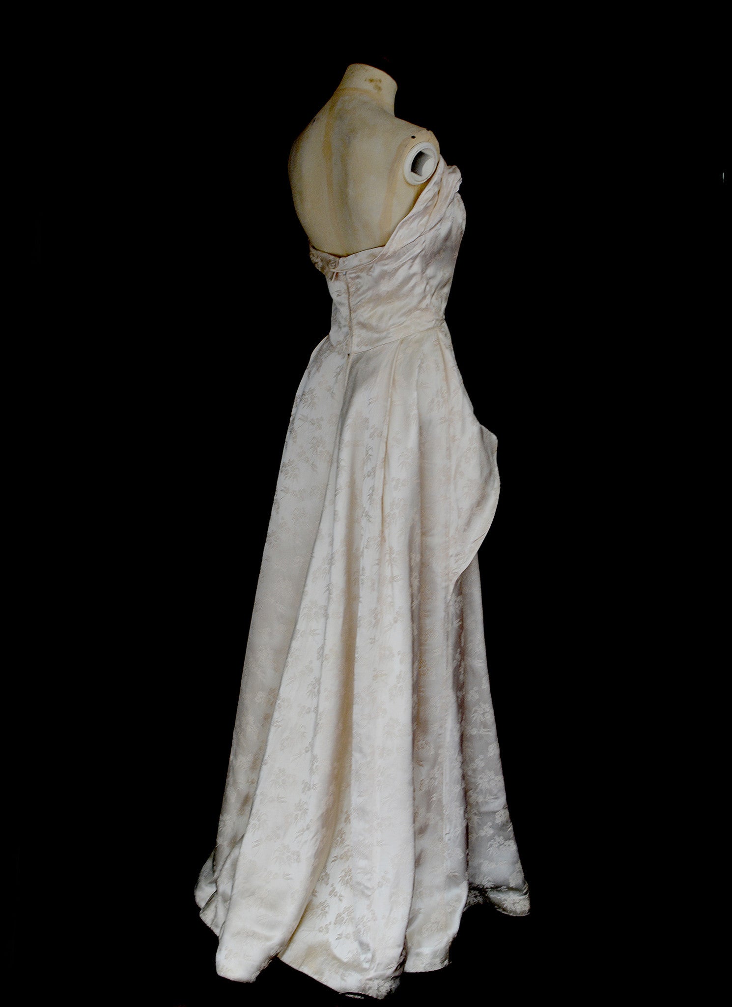 Vintage 1950s Champagne Damask Wedding Dress
